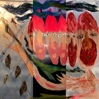 a series of paintings with different faces on them