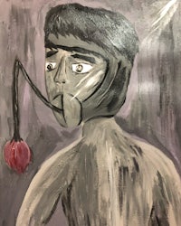 a painting of a man with a pipe in his mouth