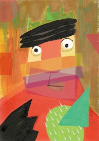 a painting of a man wearing a hat
