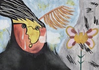 a painting of a woman with a flower in her hair